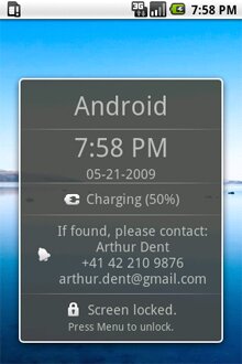 Contact Owner Android App lock screen