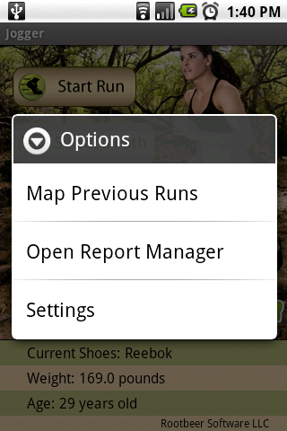 Jogger Android App screen shot 2