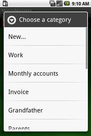 MoneyManager Android App screen shot 1