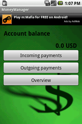 MoneyManager Android App screen shot 2