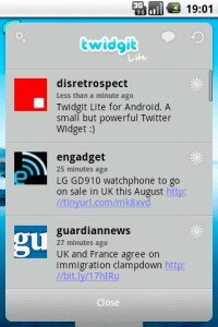 Twidgit Lite Android App screen shot 2