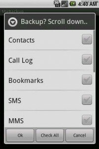 MyBackUp Pro Android App screen shot 2