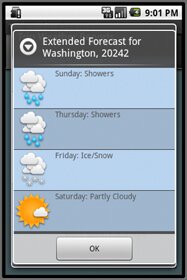 Travel Weather Outlook Android App screen shot