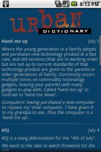 Urban Disctionary Android App screen shot