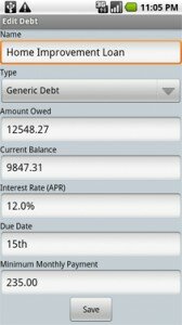 Pay Off Debt Android App screen shot 2