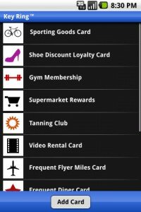 Key Ring Reward Cards Android App screen shot