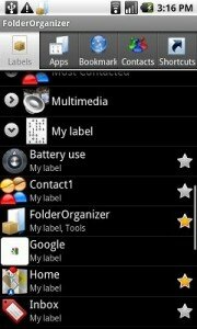 FolderOrganizer Android App screen shot